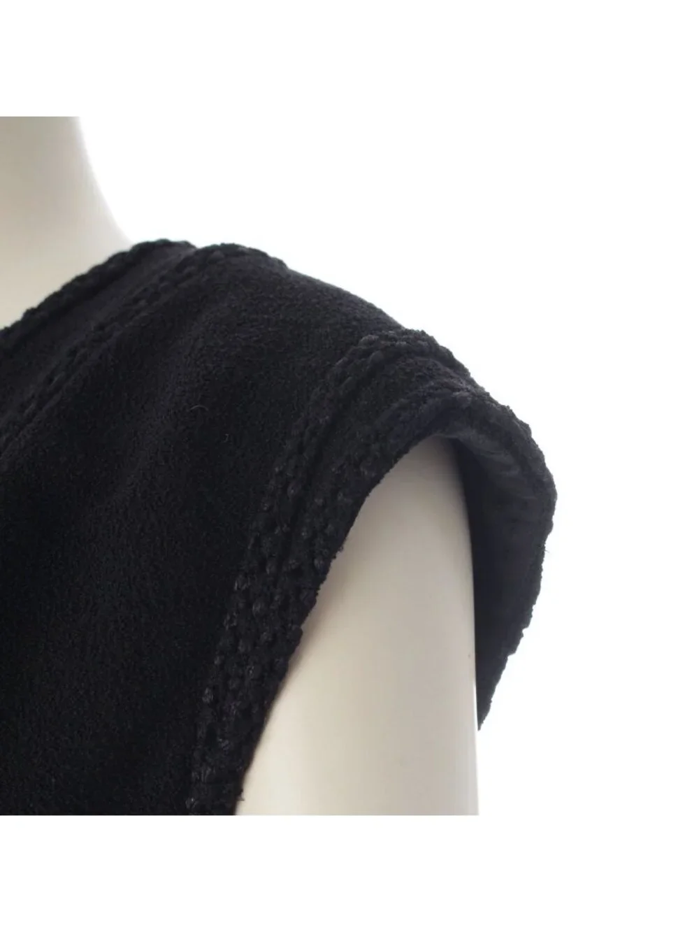 Chanel 08c Wool Tweed Sleeveless Dress Black 40